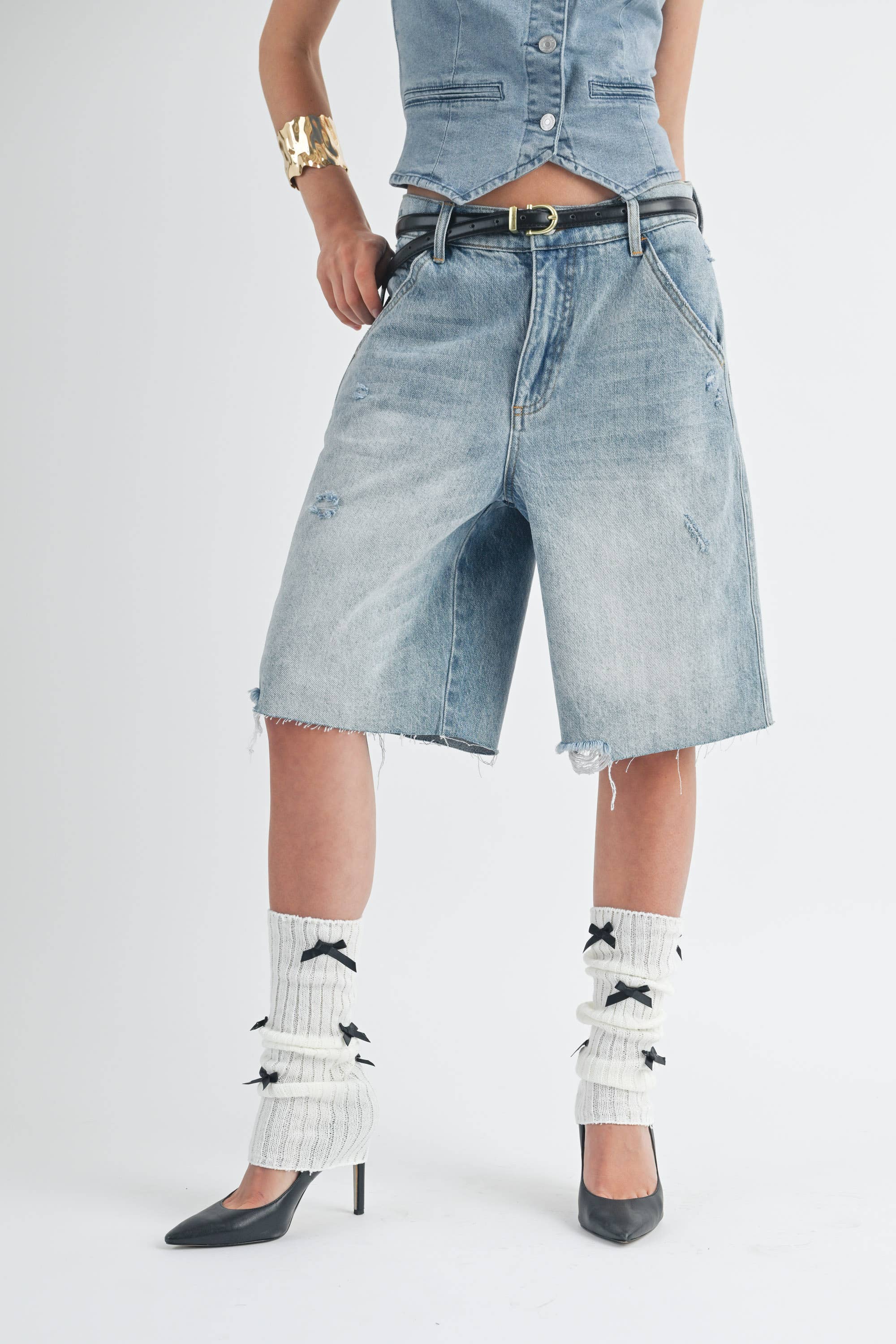 【WV PROJECT】★男女兼用★ Broden Bermuda Denim Half Pants 7a039cacdde79bf5721fc34b6c22b3