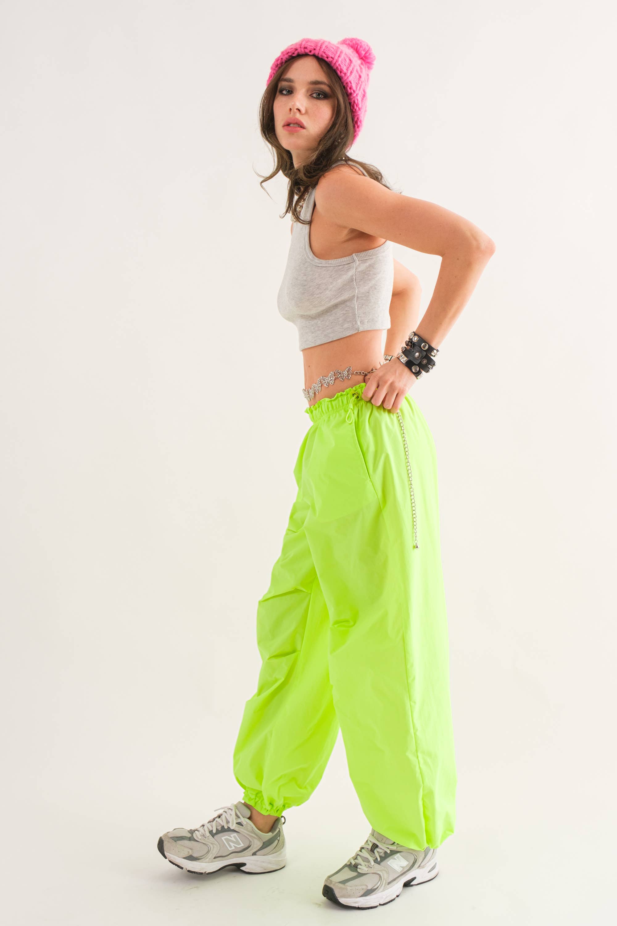 melt the lady leather parachute pants