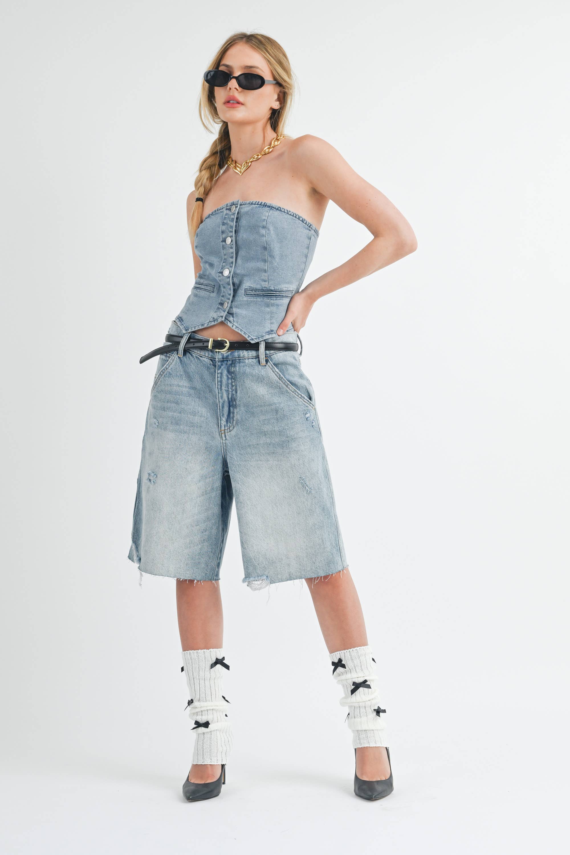 【WV PROJECT】★男女兼用★ Broden Bermuda Denim Half Pants Boy denim Bermuda shorts in blue - Frame | Mytheresa