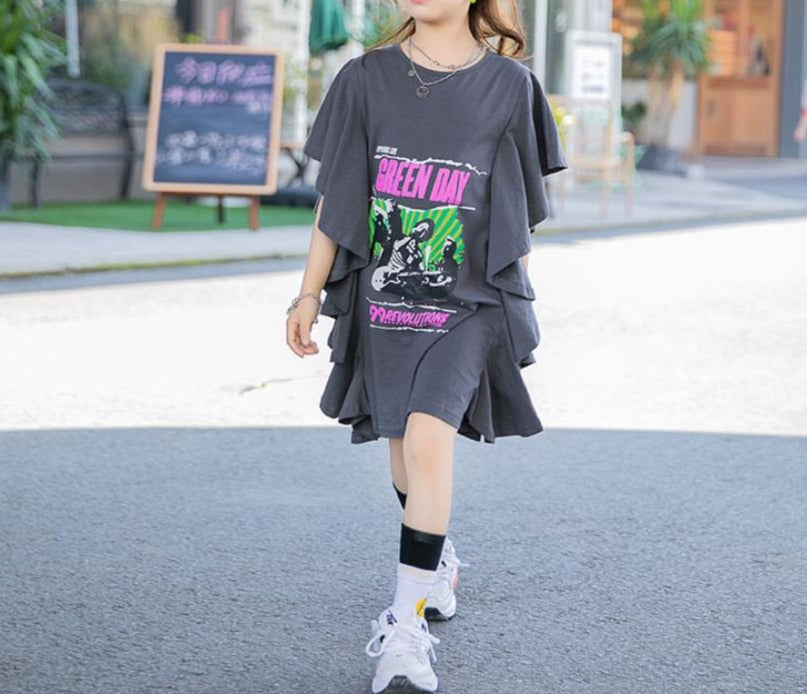 rock band t shirt dress Pink Rock Band Pastel T- Shirt Dress
